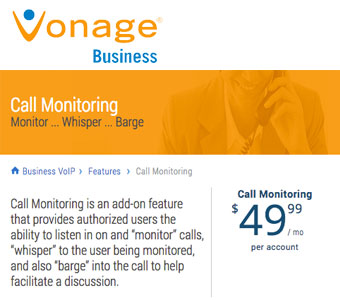 Vonage - $49.99/month Call Monitoring